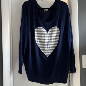 Torrid Size 3 Navy Grey Heart Sweater